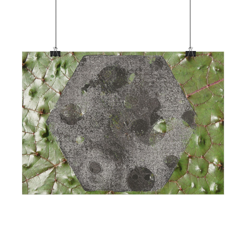 Botanical Hex Abstract Poster — Green Leaf Texture Horizontal Wall Art