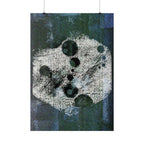Abstracte maanfaseposter — Donkerblauwe muurdecoratie met textuur 