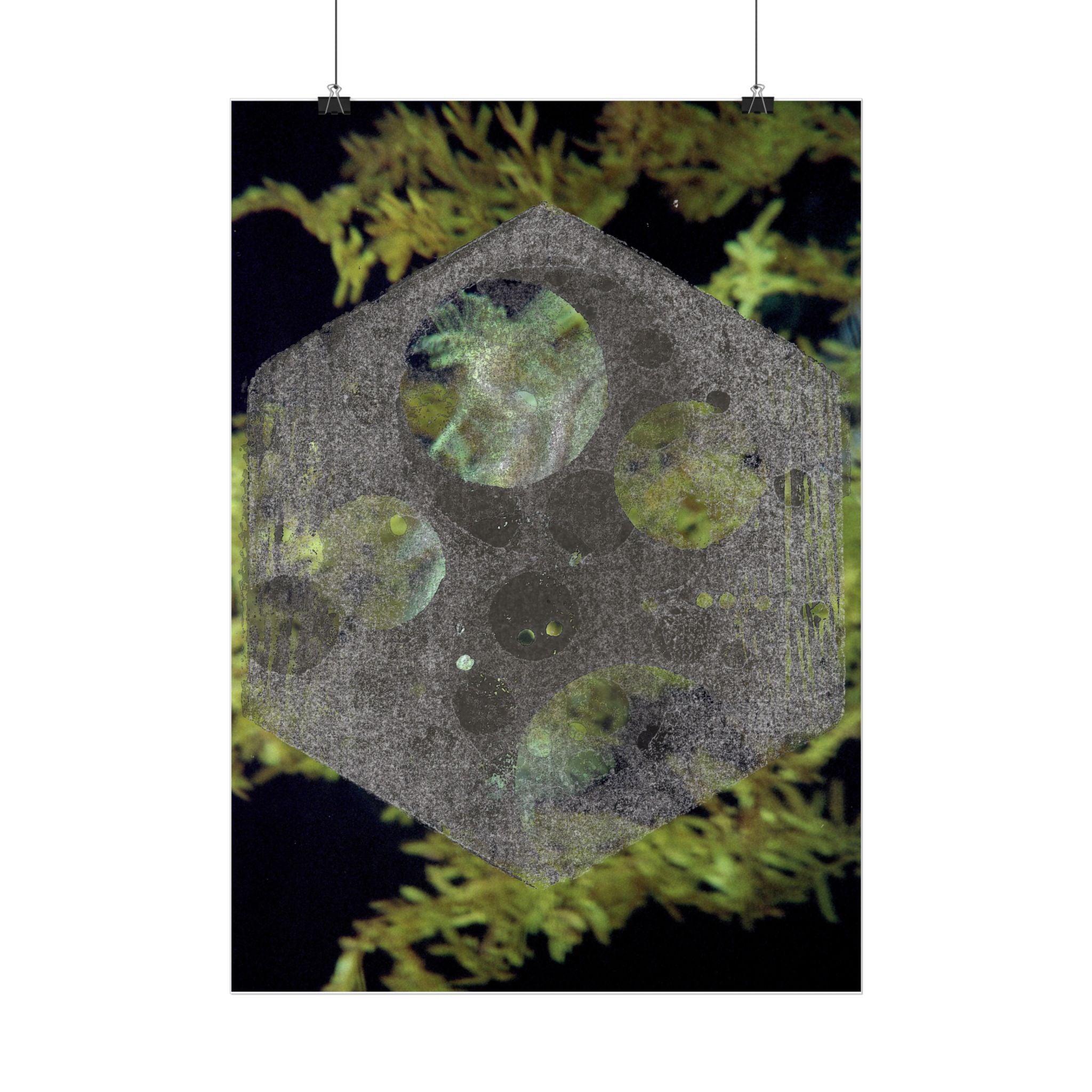 Abstract Hexagon Galaxy Poster — Vertical Art Print