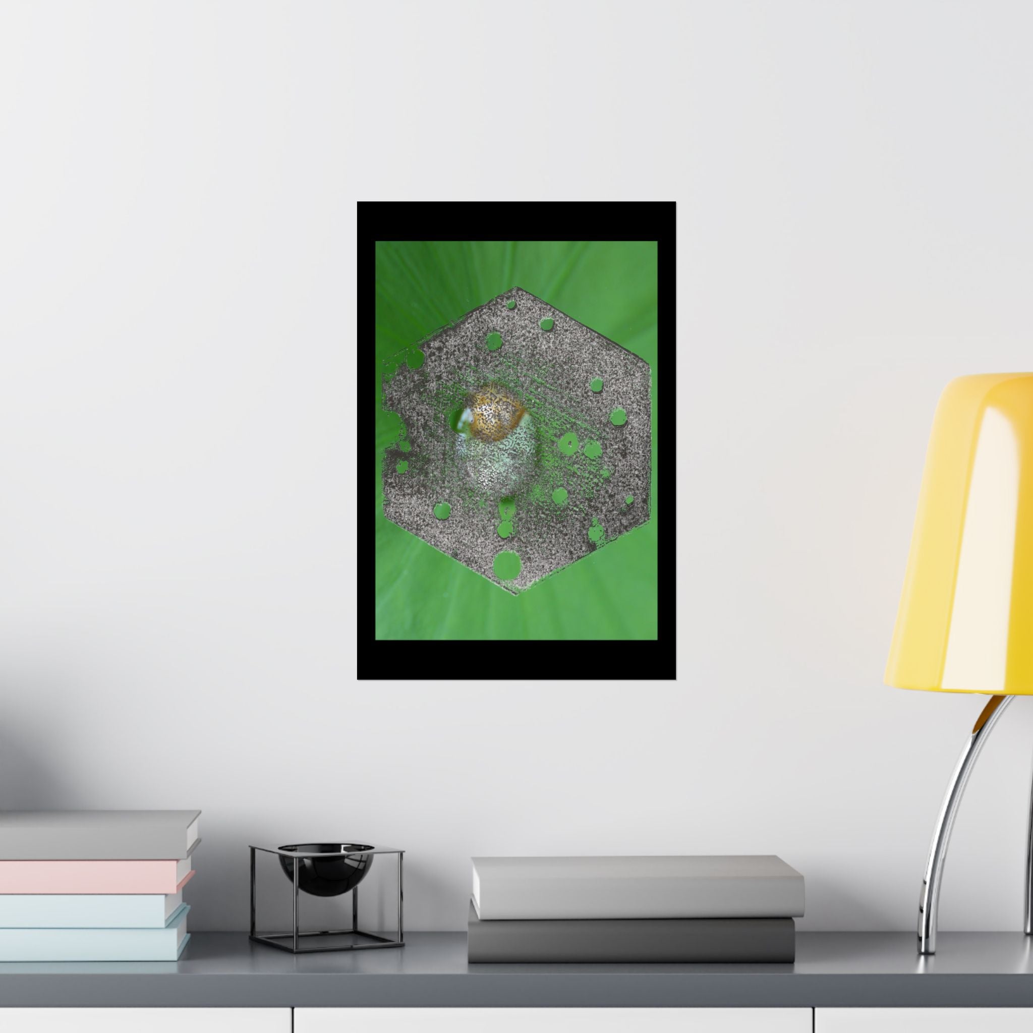 Hexagon Moss Orb Poster | Matte Vertical Botanical Wall Art