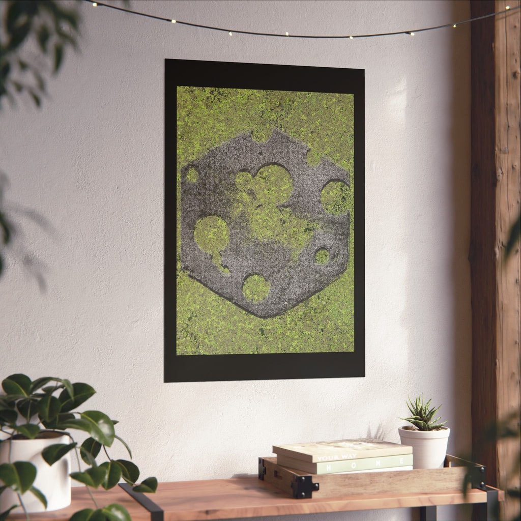 Mossy Stone Crest Poster — Matte Vertical Wall Art