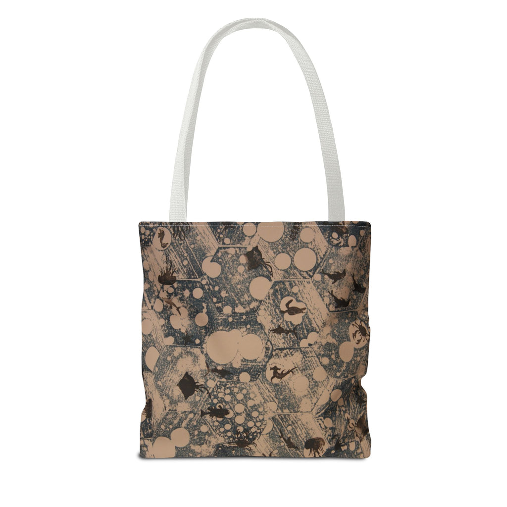 Abstract Marble Pattern Tote Bag — Neutral Honeycomb Bubble Design