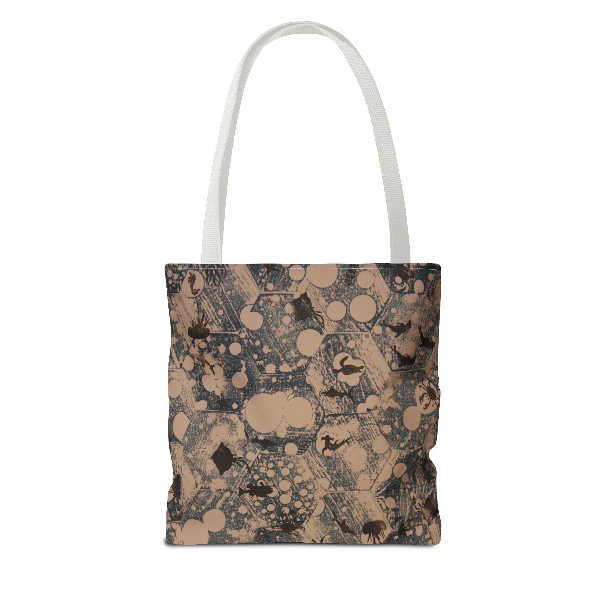 Abstract Marble Pattern Tote Bag — Neutral Honeycomb Bubble Design