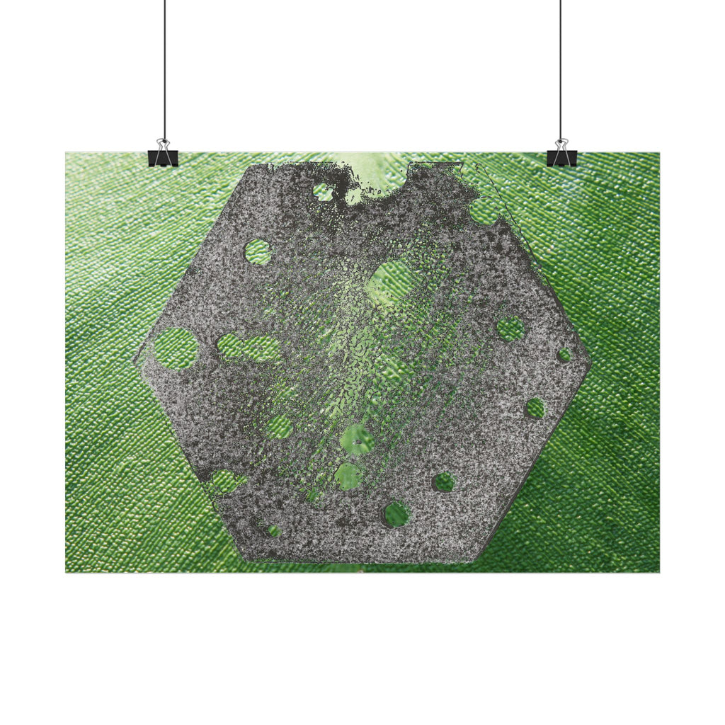 Abstracte horizontale poster met groene zeshoek | Geometrische abstracte kunst