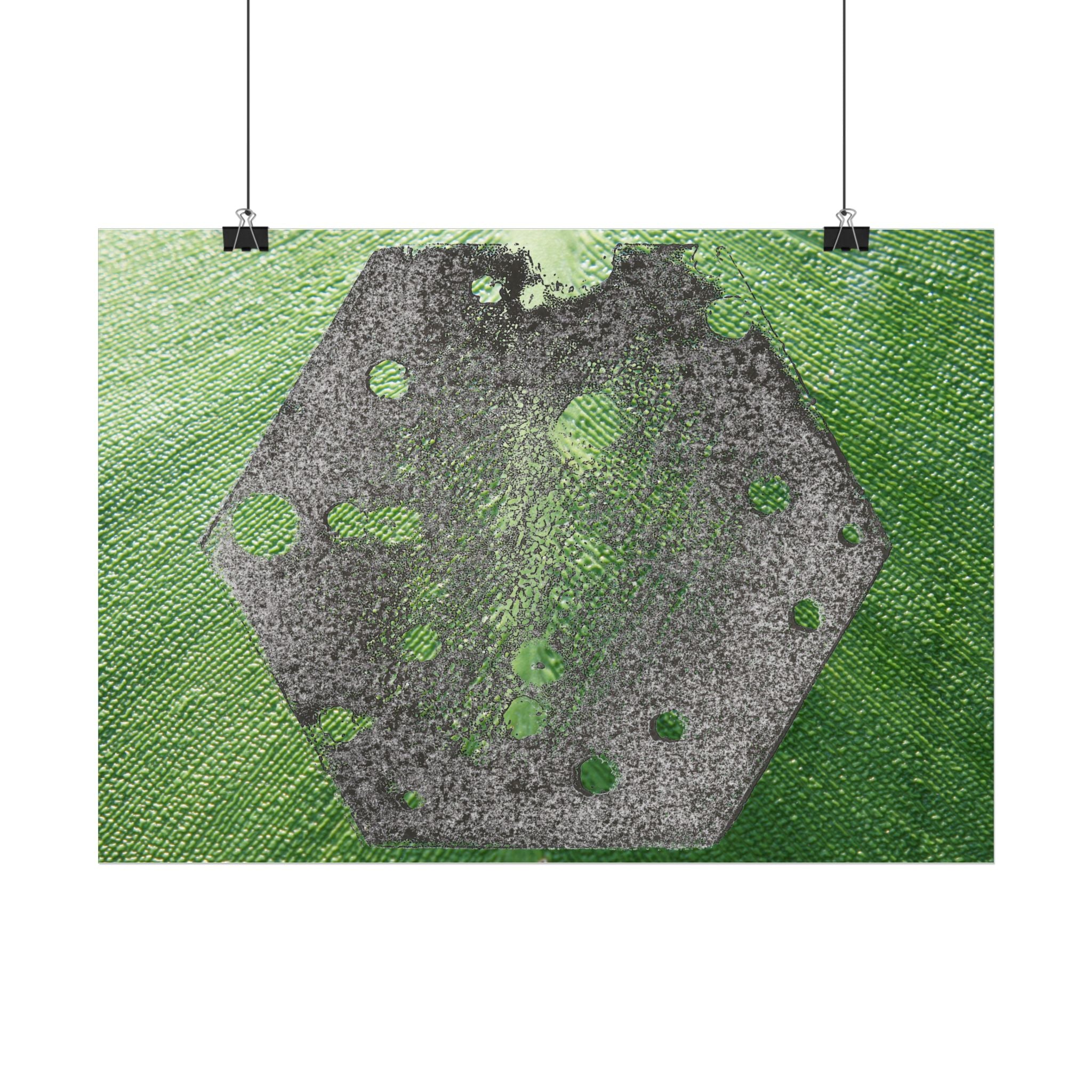 Abstracte horizontale poster met groene zeshoek | Geometrische abstracte kunst