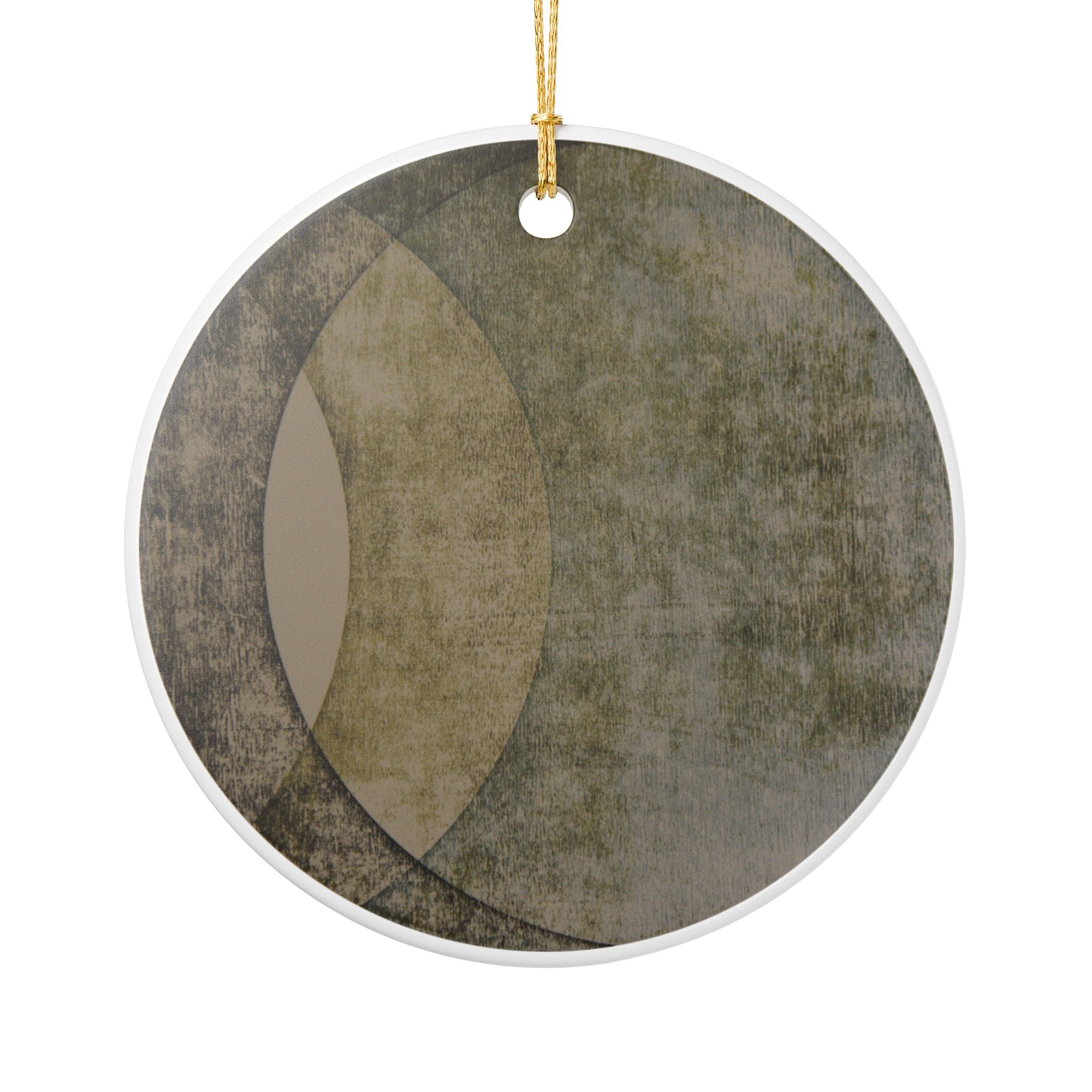 Abstract Earth-Tone Ceramic Ornament — Minimalist Moon Phase Wall & Tree Decoration
