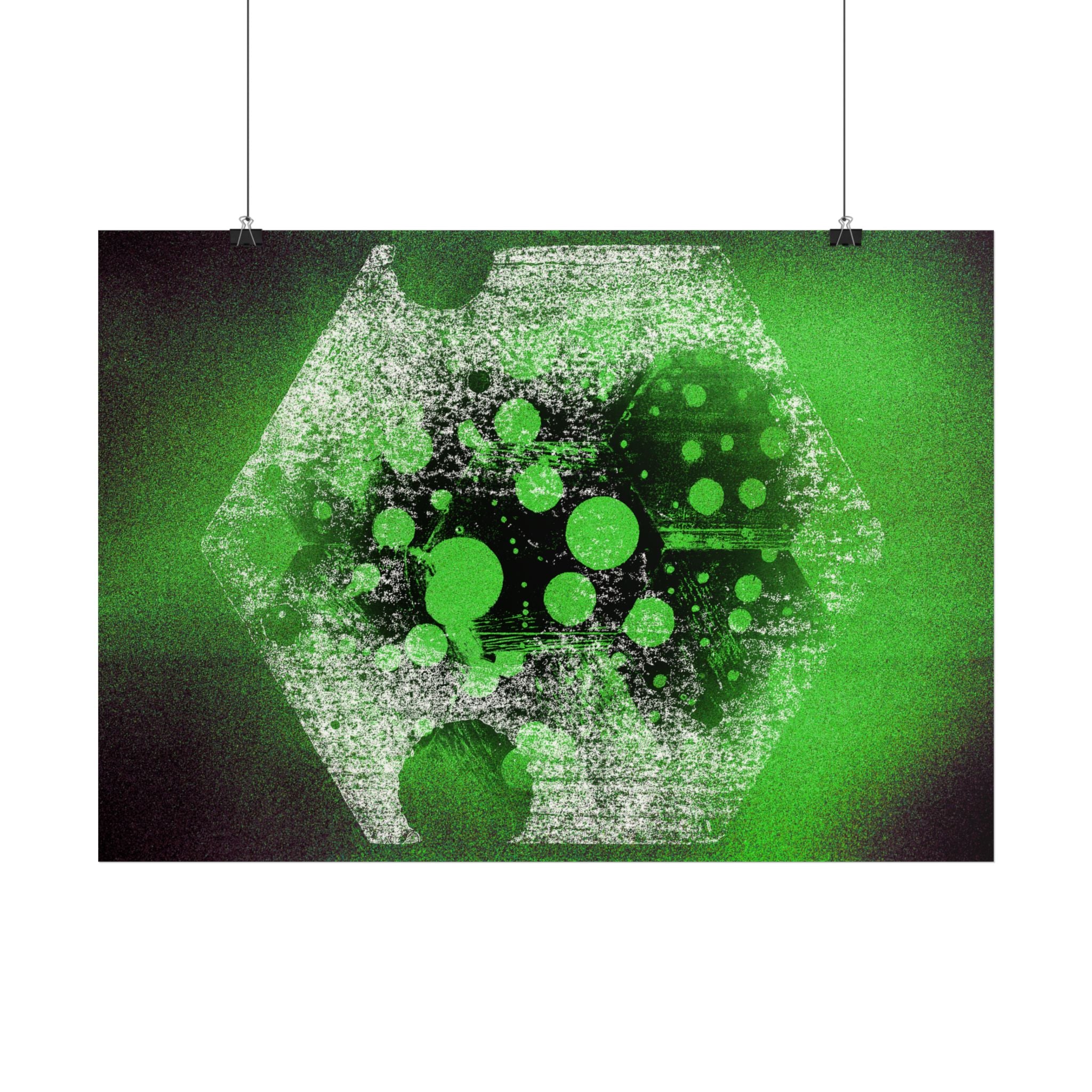 Abstract Neon Green Geometric Poster — Horizontal Art Print