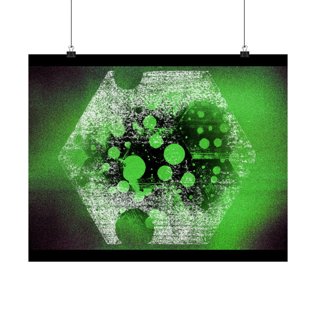 Abstract Neon Green Geometric Poster — Matte Horizontal Art Print
