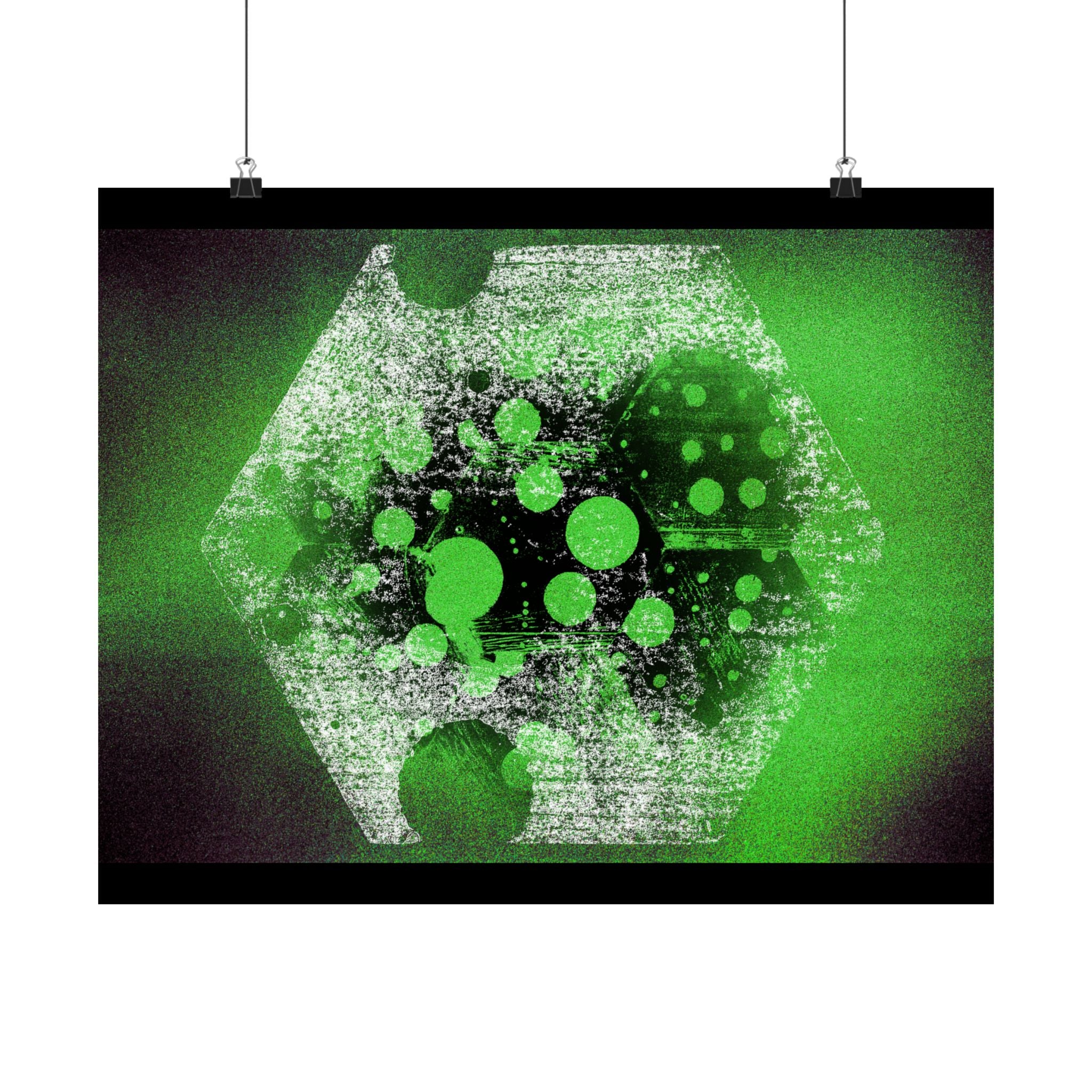 Abstracte neon groene geometrische poster — Matte horizontale kunstprint 