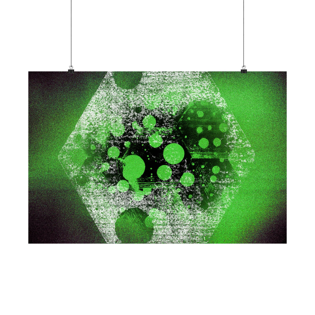 Abstract Neon Green Geometric Poster — Matte Horizontal Art Print