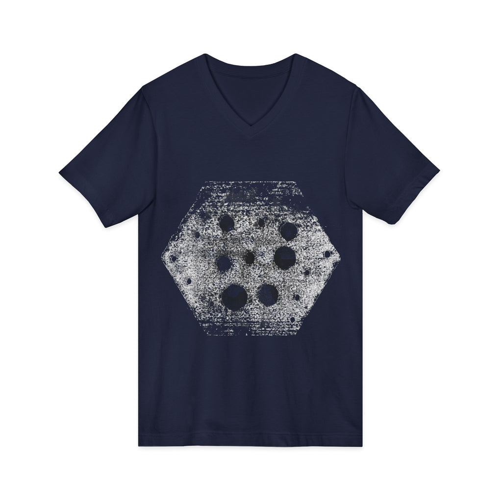 Hex Moon Graphic Tee Design Hex33 — Distressed Space Cheese Vintage Astronomy V-Neck T-Shirt