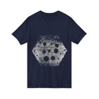 Hex Moon Graphic Tee Design Hex33 — Distressed Space Cheese Vintage Astronomy V-Neck T-Shirt