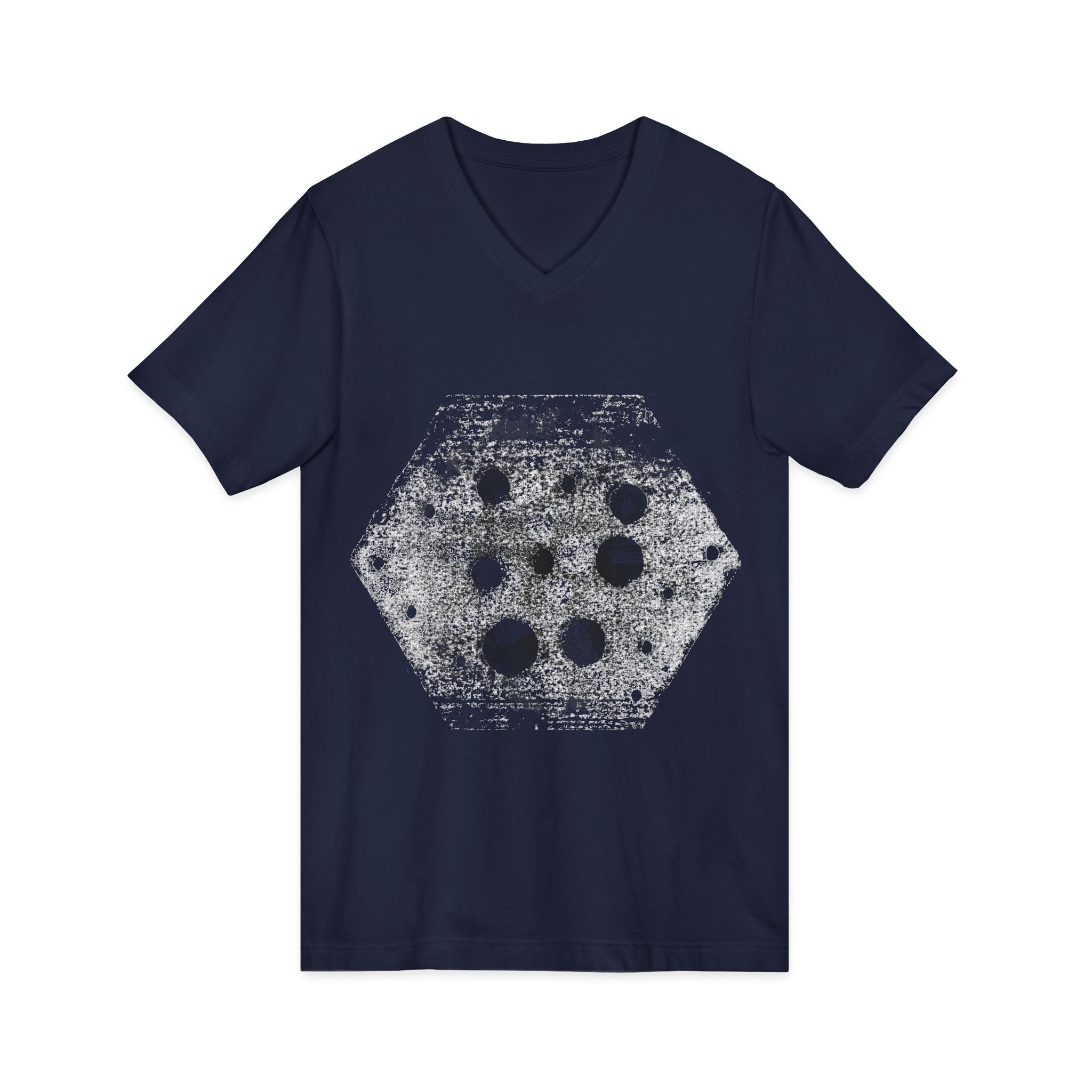 Hex Moon Graphic Tee Design Hex33 — Distressed Space Cheese Vintage Astronomy V-Neck T-Shirt