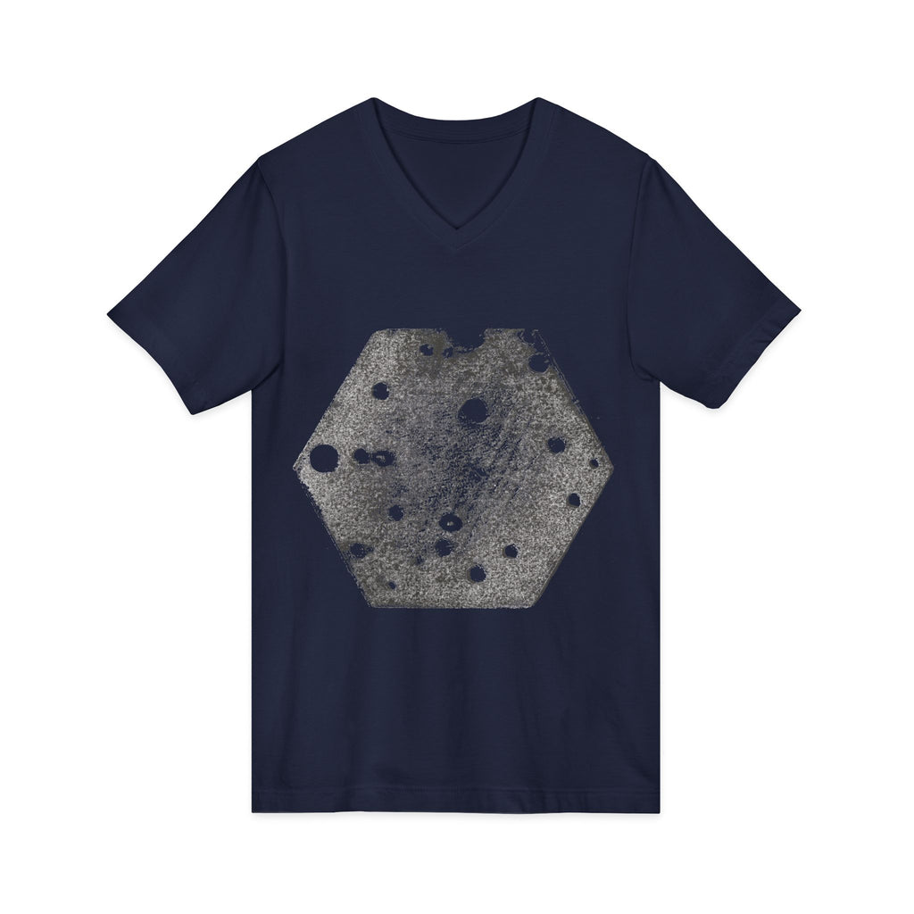 Hex Moon Graphic Tee Design Hex05 — Distressed Space Cheese Vintage Astronomy V-Neck T-Shirt