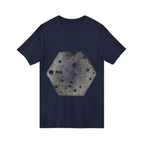 Hex Moon Graphic Tee Design Hex05 — Distressed Space Cheese Vintage Astronomy V-Neck T-Shirt