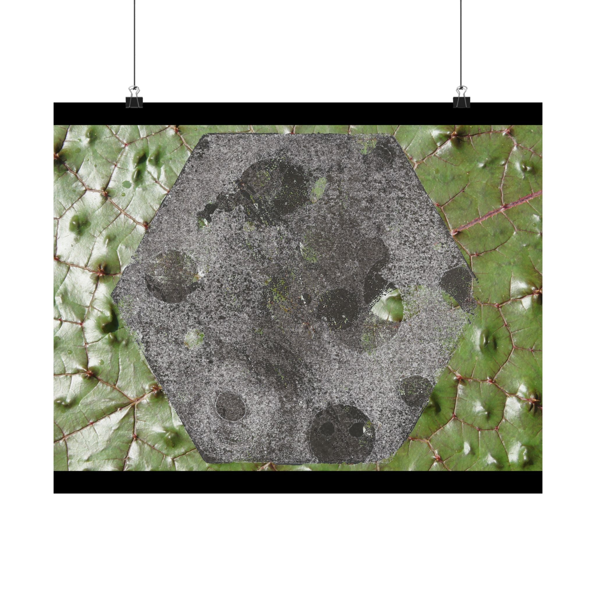 Botanical Hex Abstract Matte Poster — Green Leaf Texture Horizontal Wall Art