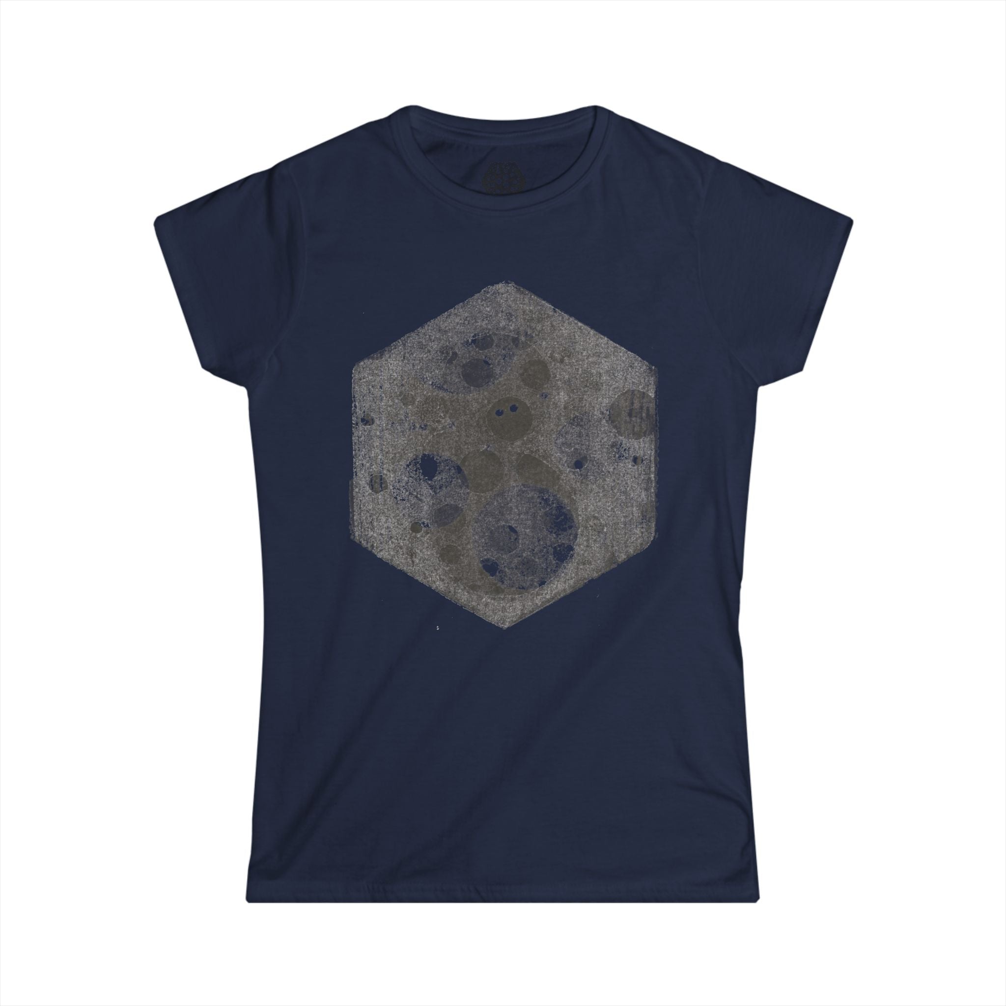 Damesshirt — Vintage ruimte zeshoekige maanprint 