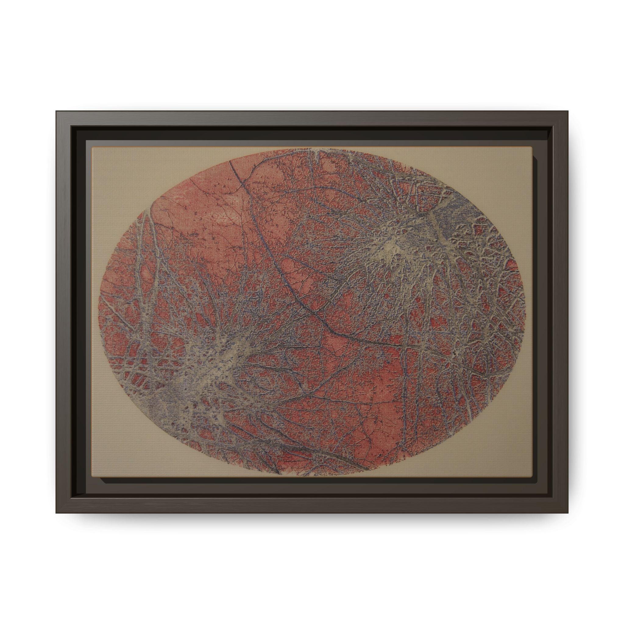 Framed Matte Canvas Art, no 41 — Twin Tree Wood-Carving Reproduction (Black currant, Chinese Maroon & Old Stone)