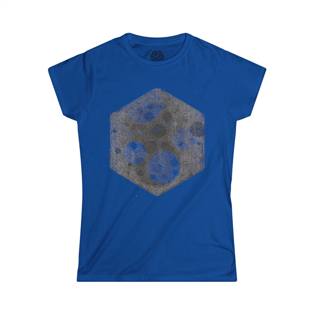 Women's Tee — Vintage Space Hexagon Moon Graphic