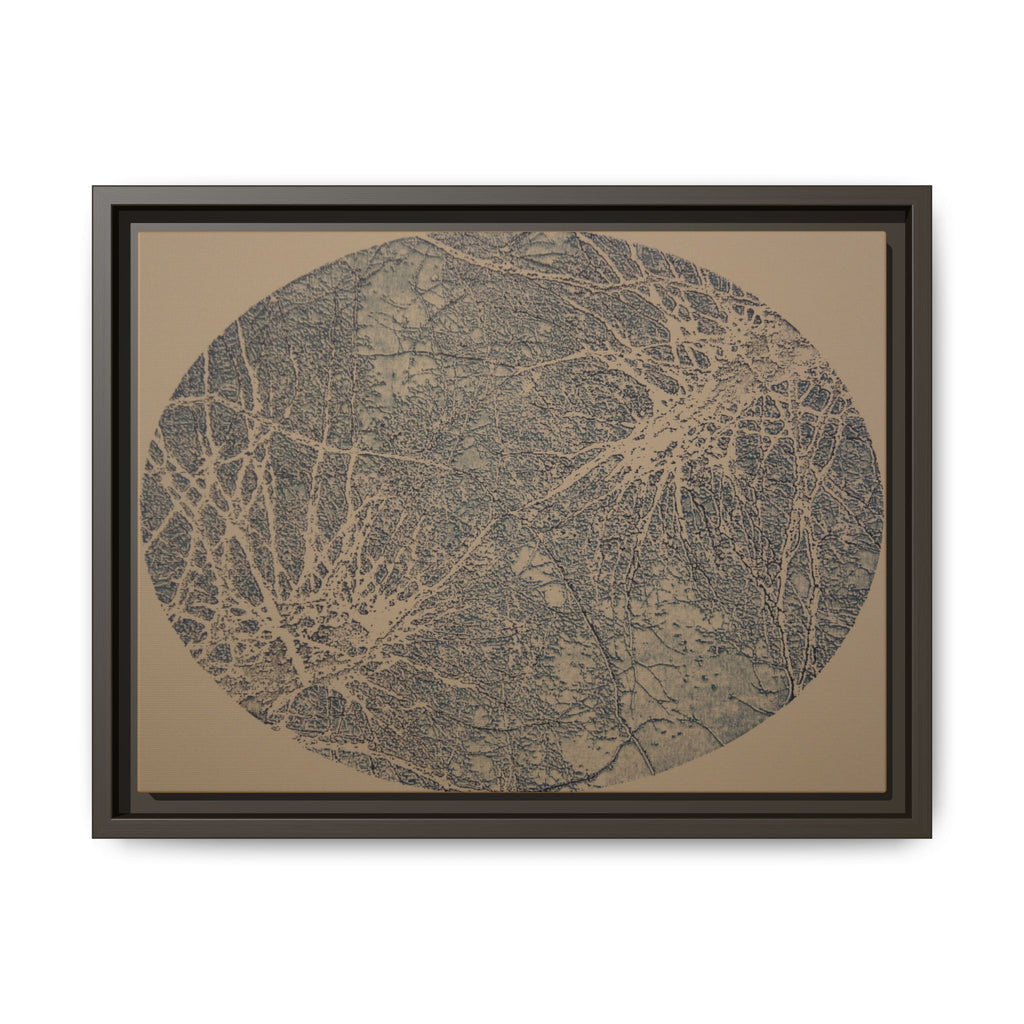 Ingelijst canvas met matte afwerking, nr. 10 — Reproductie van een houtsnijwerk van Twin Tree (Collegiate Navy &amp; Gentle Brown) 