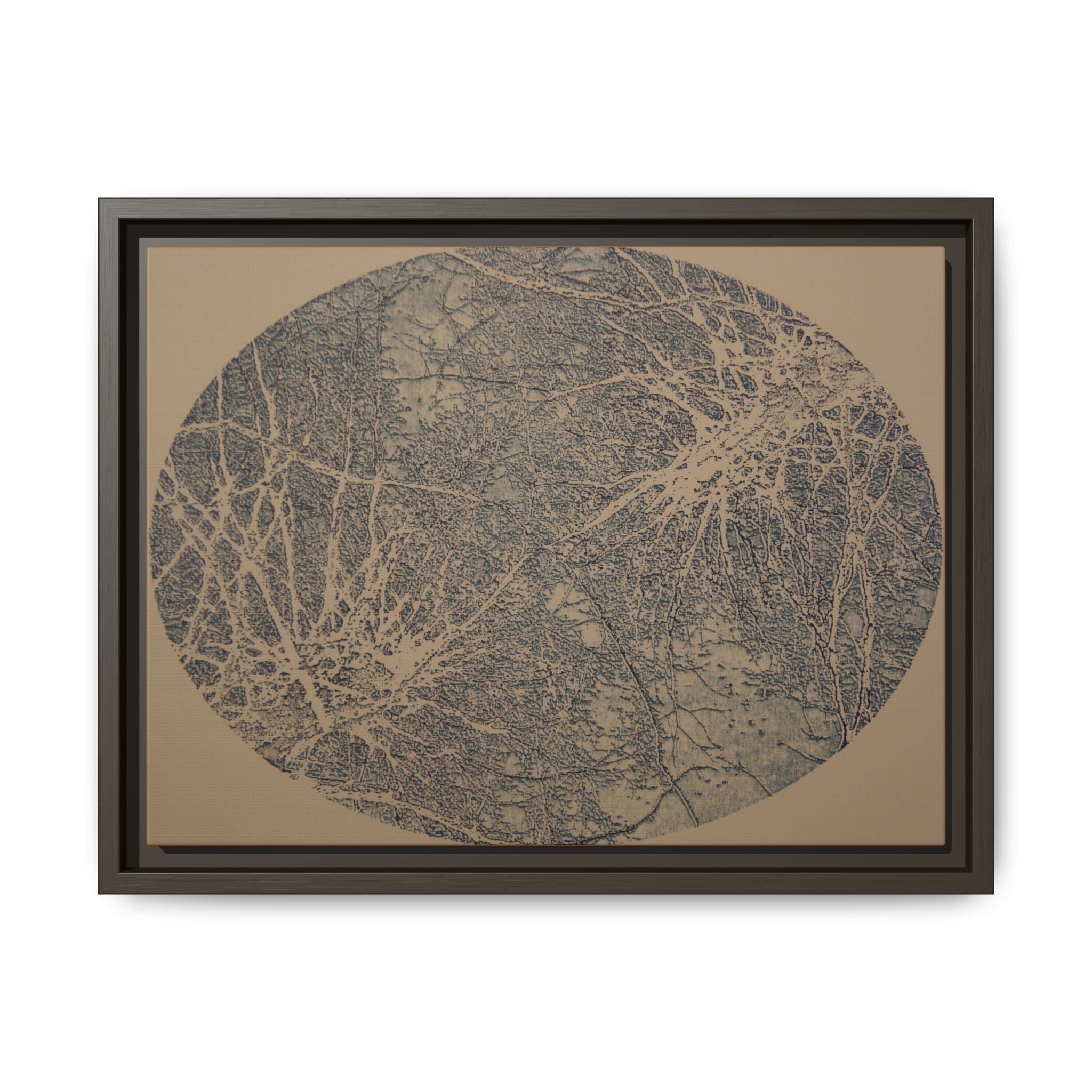 Framed Matte Canvas Art, no 10 — Twin Tree Wood-Carving Reproduction (Collegiate Navy & Gentle Brown)