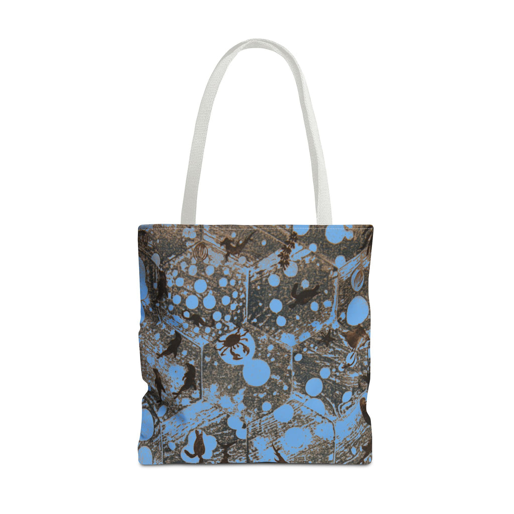 Abstract Blue Splatter Tote Bag - Artistic All-Over Print