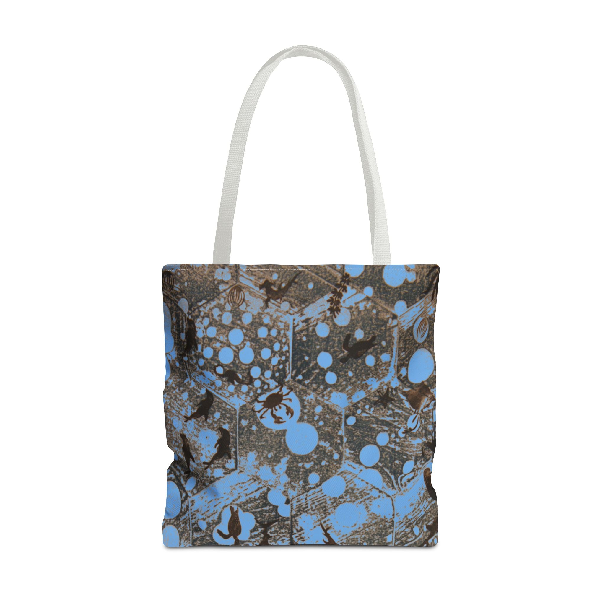 Abstract Blue Splatter Tote Bag - Artistic All-Over Print