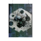 Abstracte poster van de maanbaan — Moderne blauwe hemelse muurdecoratie 