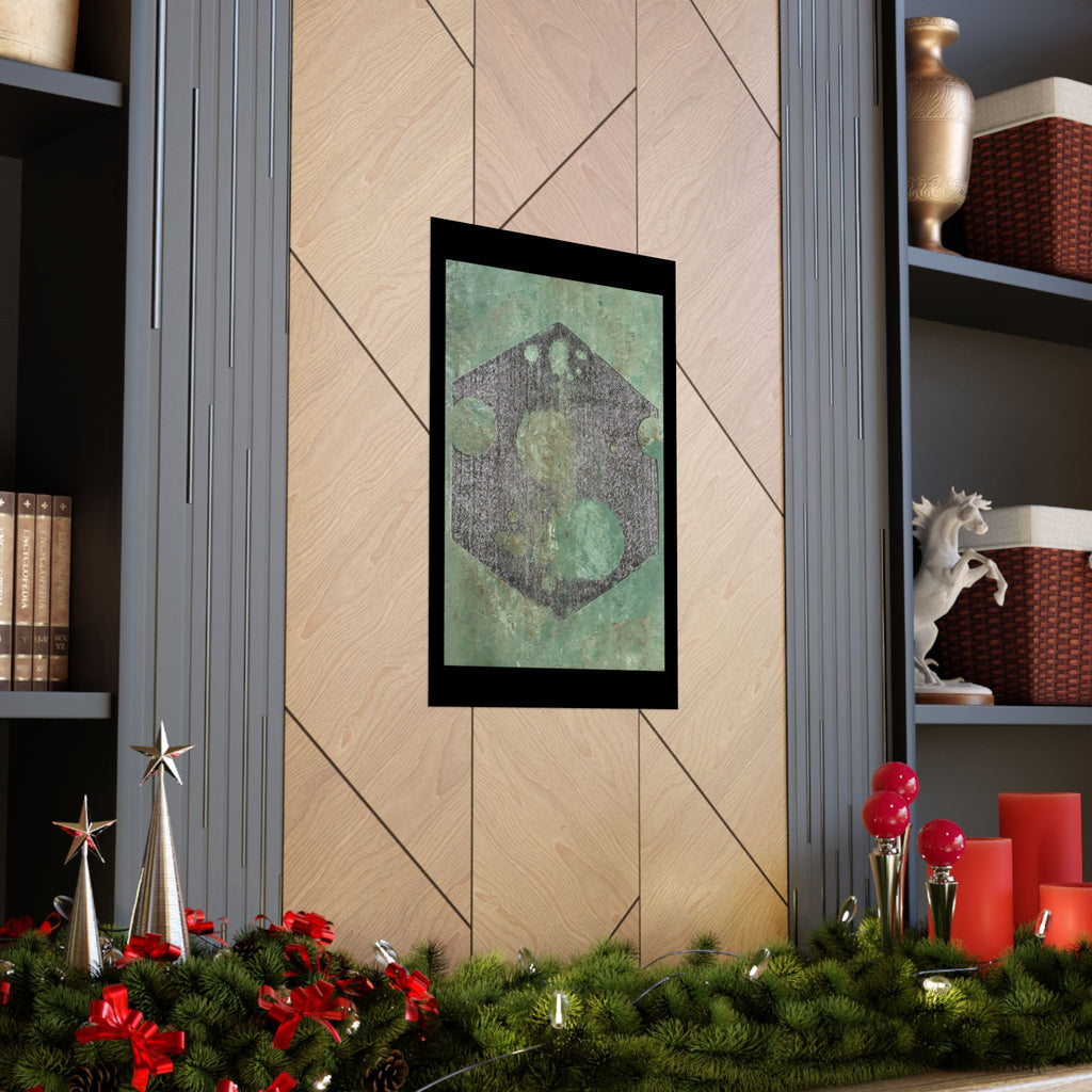 Abstract Geometric Hexagon Art Matte Vertical Poster | Green Textured Circles
