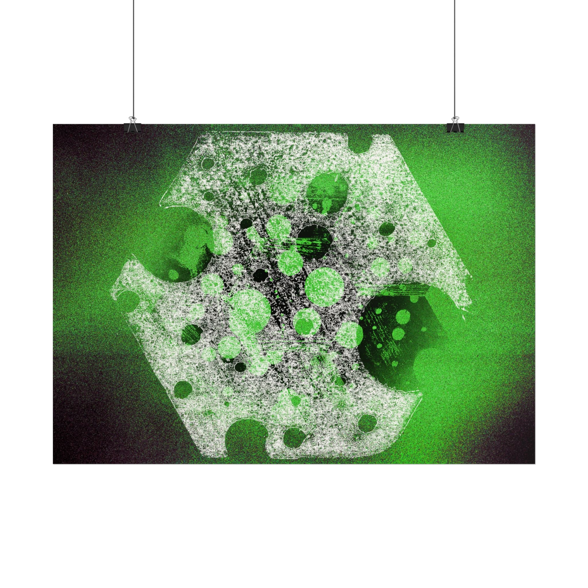 Abstract Green Galaxy Poster — Horizontal Wall Art