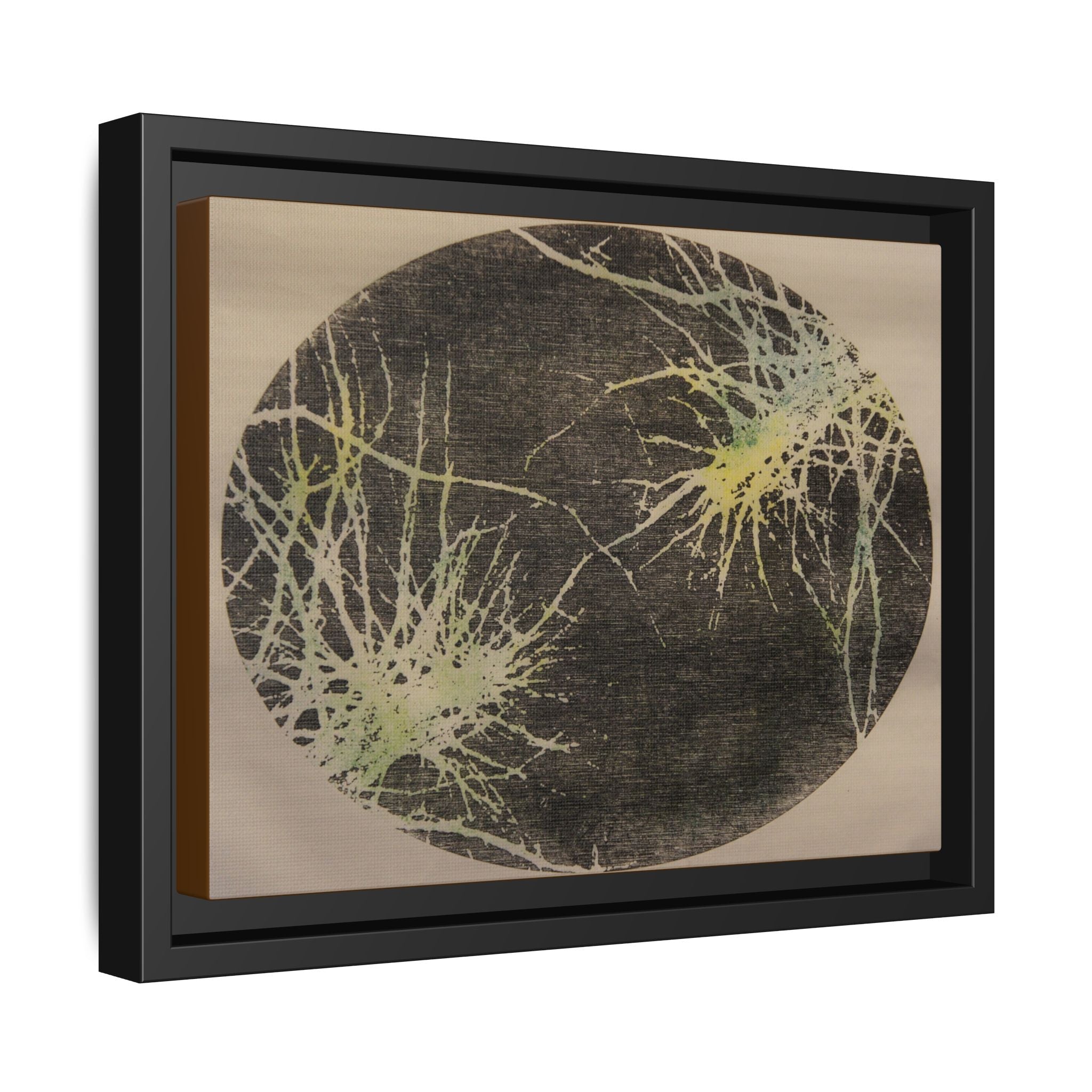 Framed Matte Canvas Art, no 22 — Twin Tree Wood-Carving Reproduction (Black, Casual Gold & Pale Oyster)