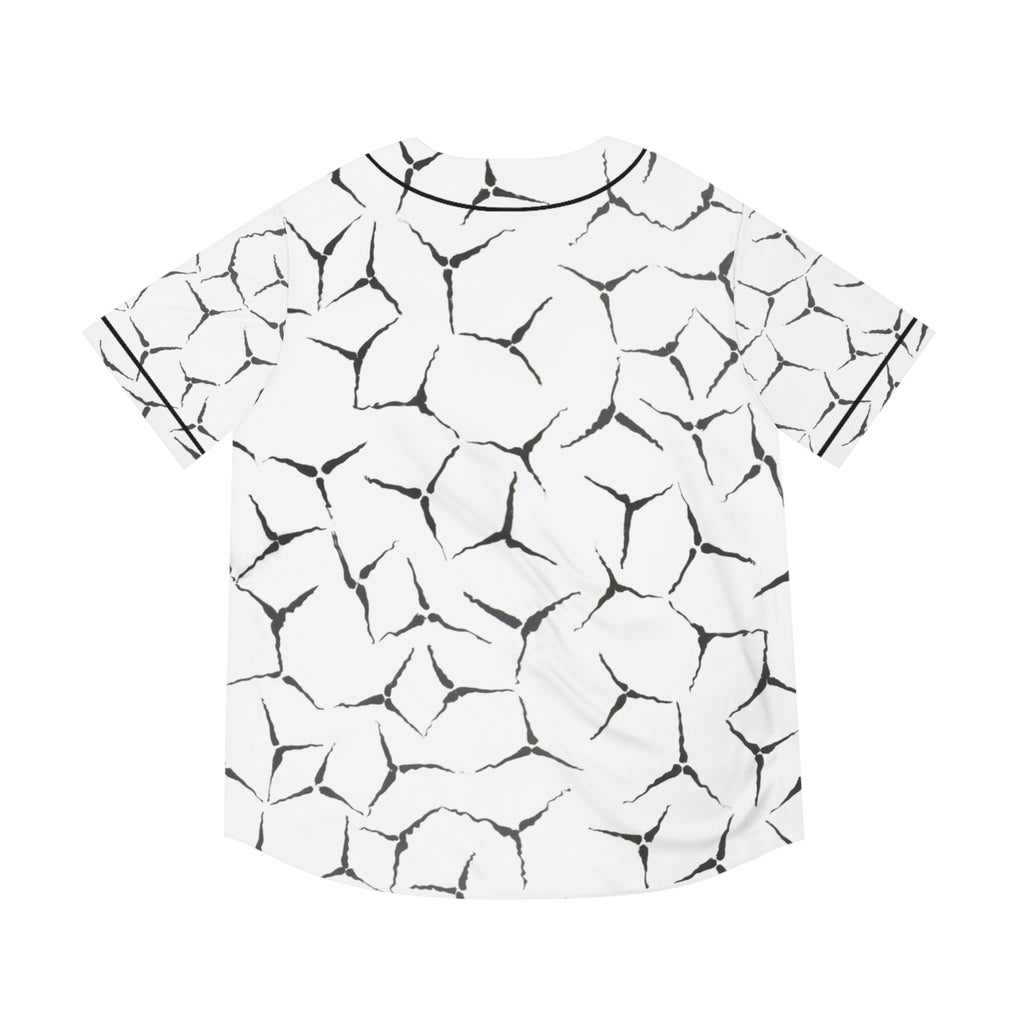Abstract Black & White Cracked Pattern Baseball Jersey