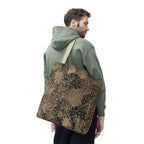 Vintage Hexagon Pattern Tote Bag – Sepia Geometric All-Over Print