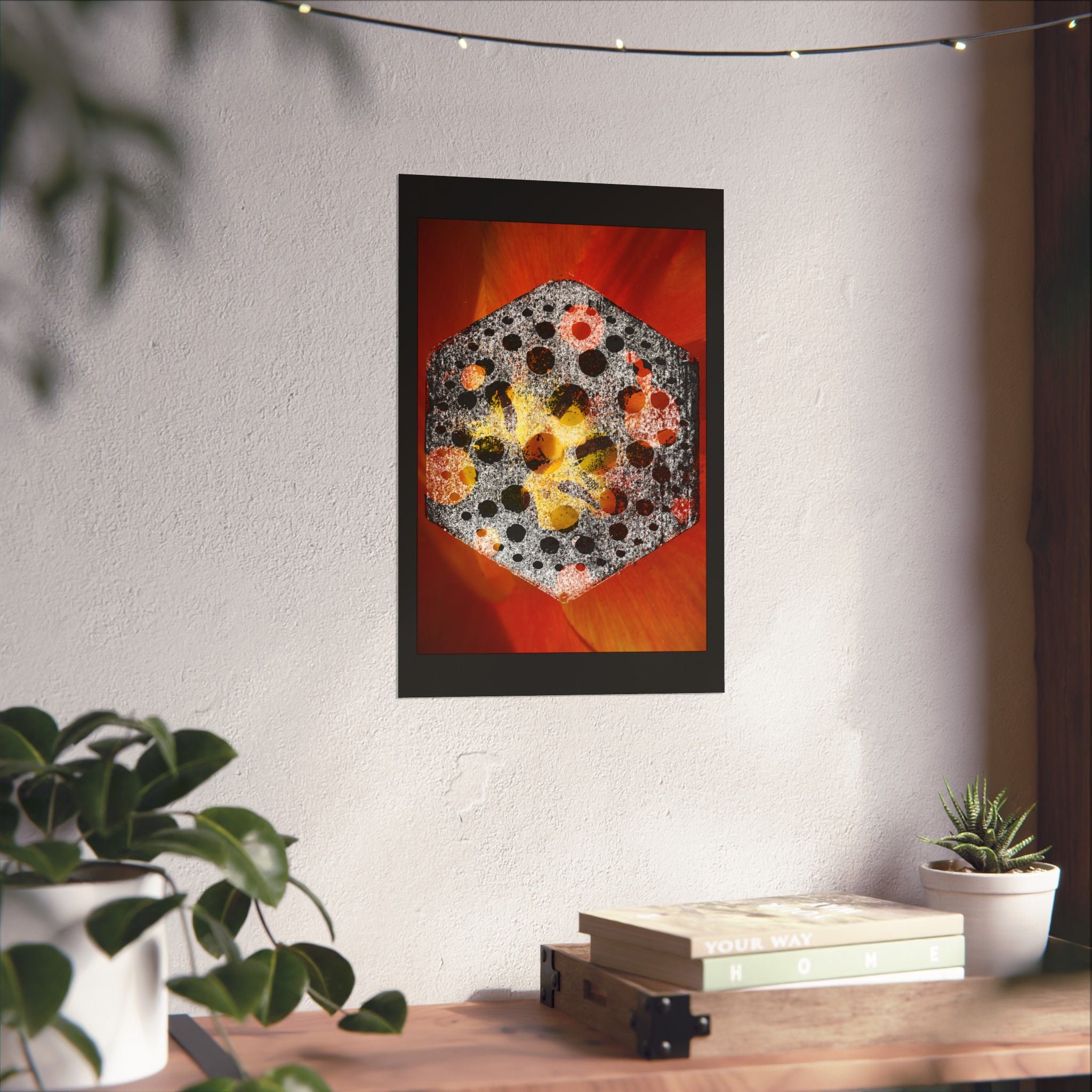 Abstract Hexagon Floral Poster — Matte Vertical Art Print