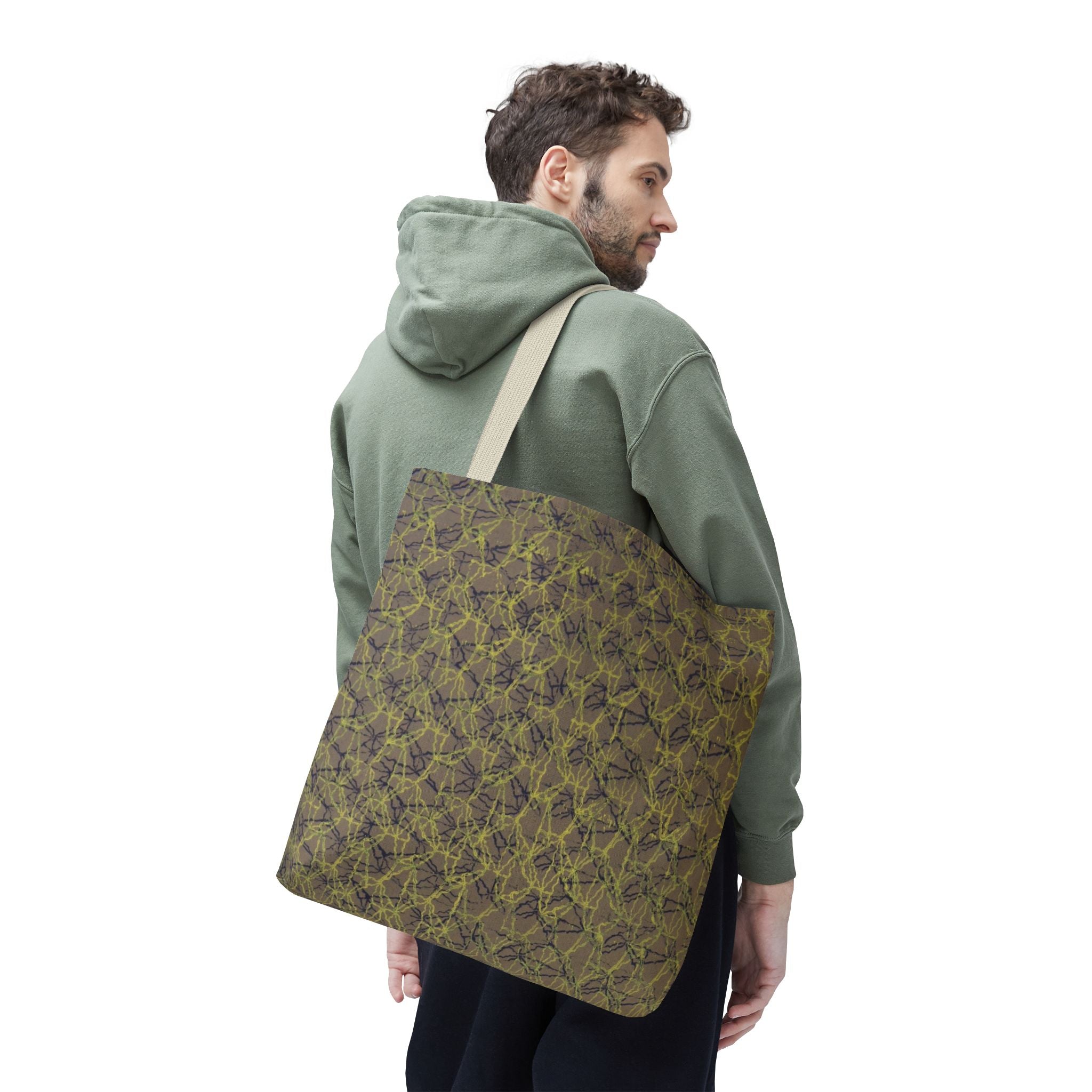 Abstract Olive Mosaic Tote Bag — All-Over-Print Reusable Shopper