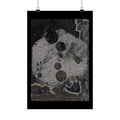 Abstract Grunge Moon Poster — Dark Textured Matte Vertical Wall Art