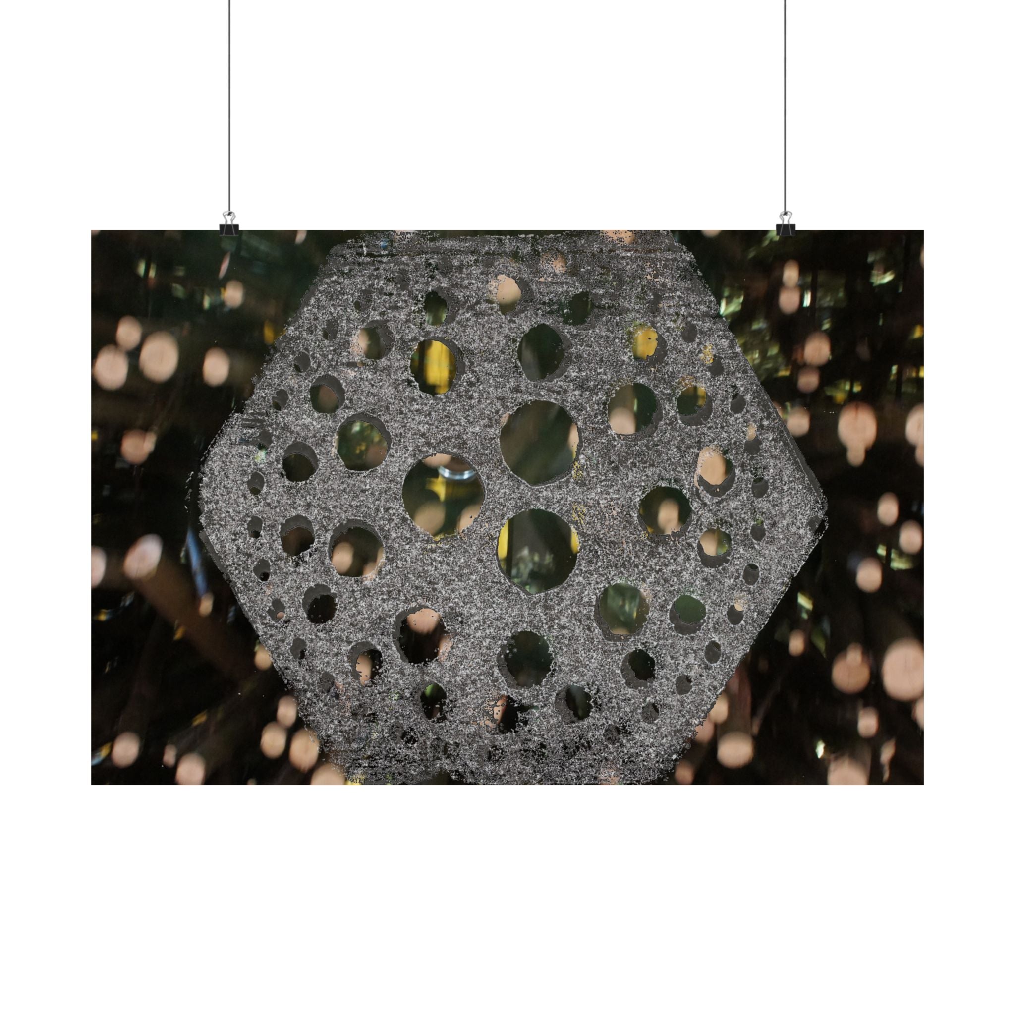 Poster met zeshoekig gatenpatroon | Matte horizontale poster, abstracte geometrische muurdecoratie 