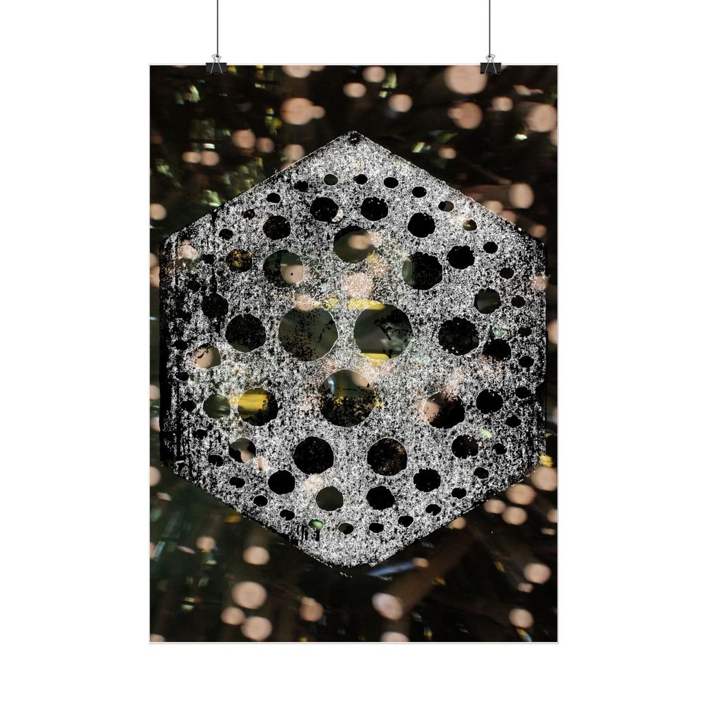 Geometric Hexagon Bubble Art Poster — Abstract Floral Light Vibes