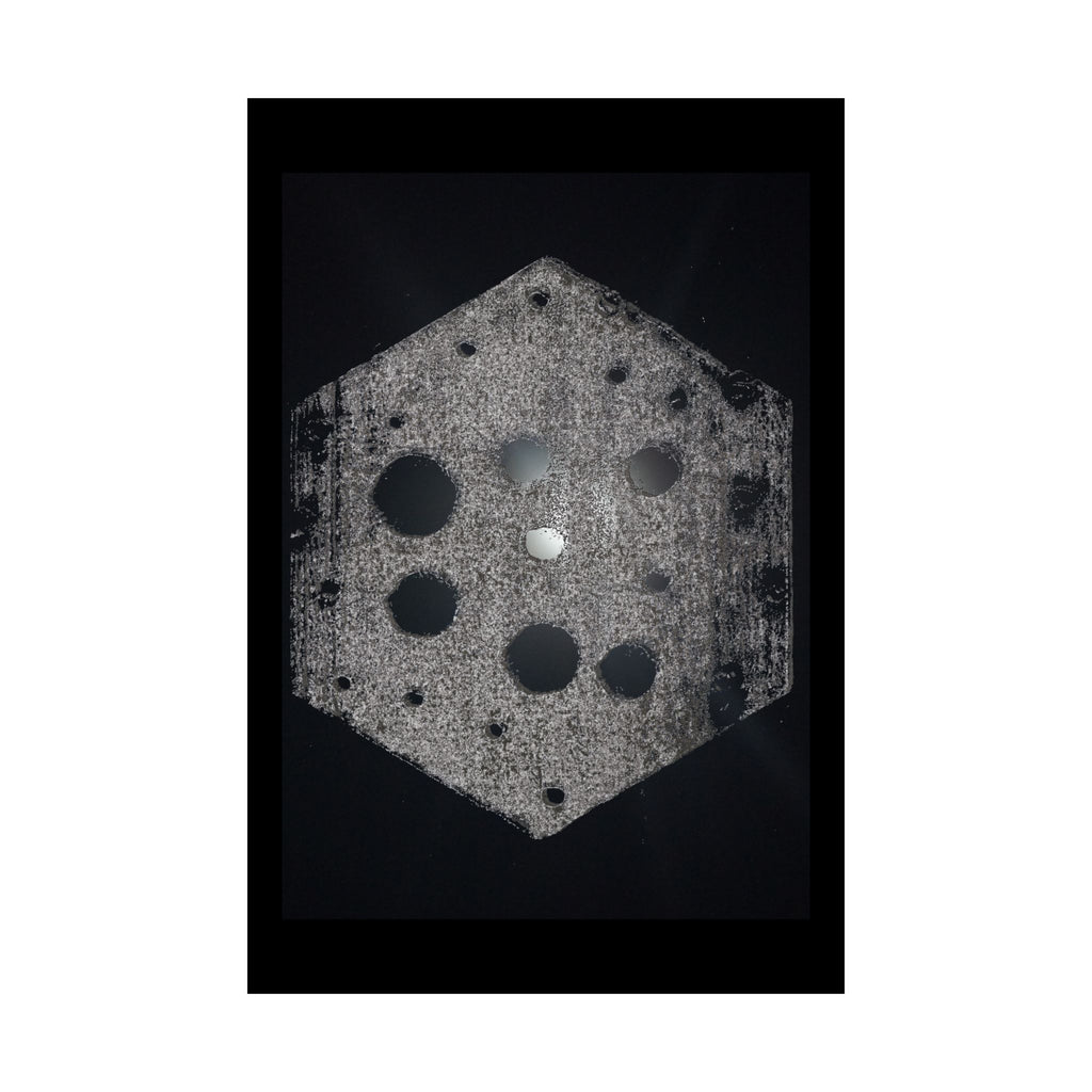 Matte Poster — Abstract Hexagon Moon Art (Minimalist Monochrome Wall Print)