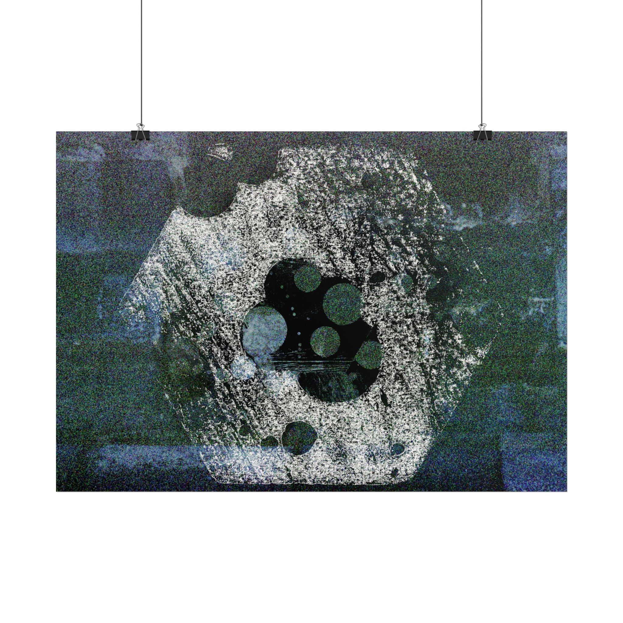 Abstracte blauwe zeshoekige poster — Moderne geometrische muurdecoratie 