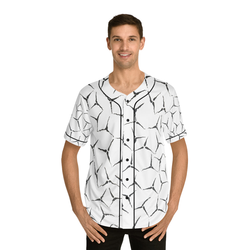 Abstract Black & White Cracked Pattern Baseball Jersey