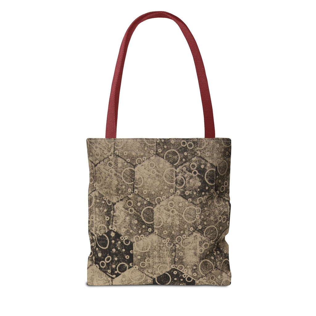 Vintage Hexagon Pattern Tote Bag – Sepia Geometric All-Over Print