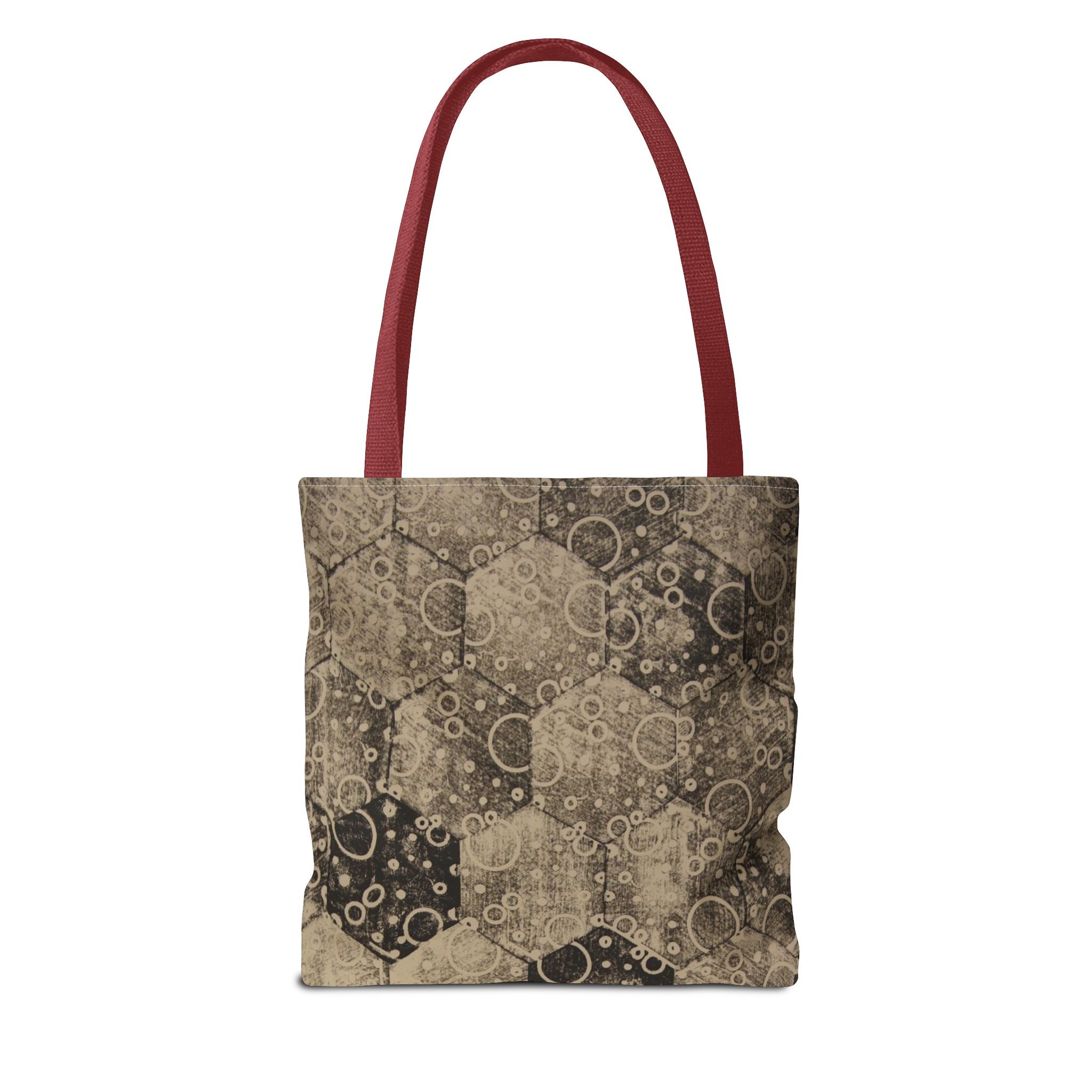 Vintage Hexagon Pattern Tote Bag – Sepia Geometric All-Over Print