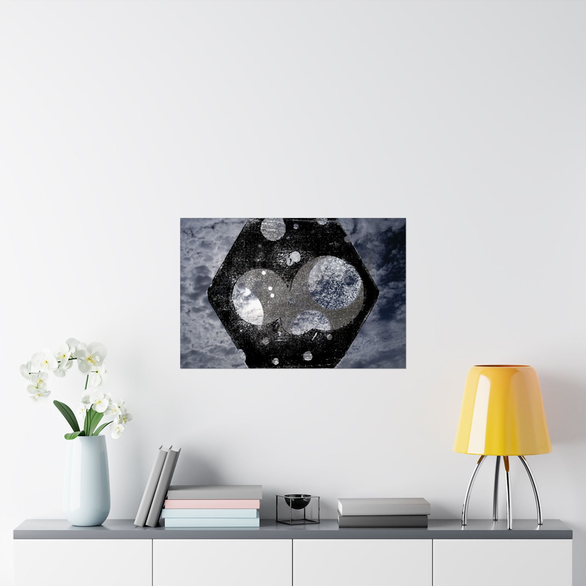 Abstract Celestial Hex Matte Poster — Moody Space Wall Art
