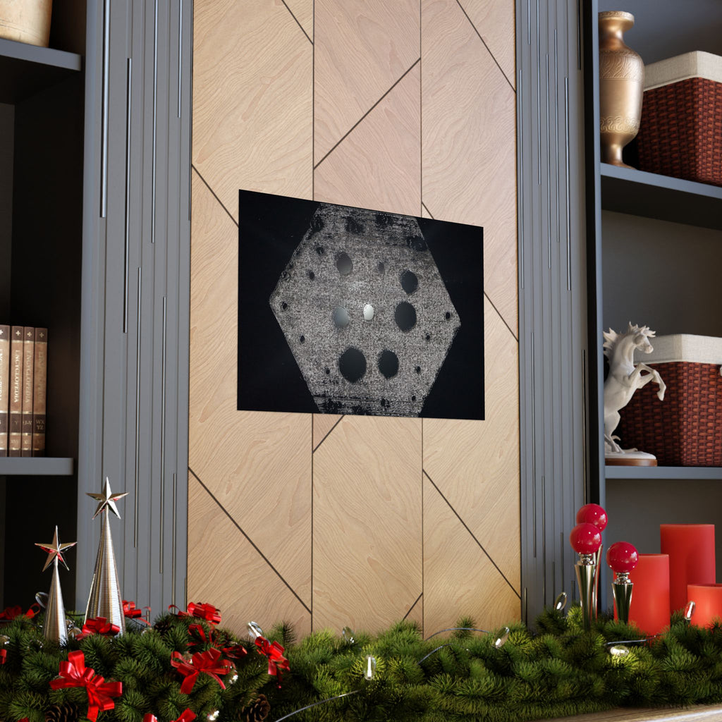 Abstract Hexagon Poster — Minimal Black & Gray Matte Horizontal Wall Art