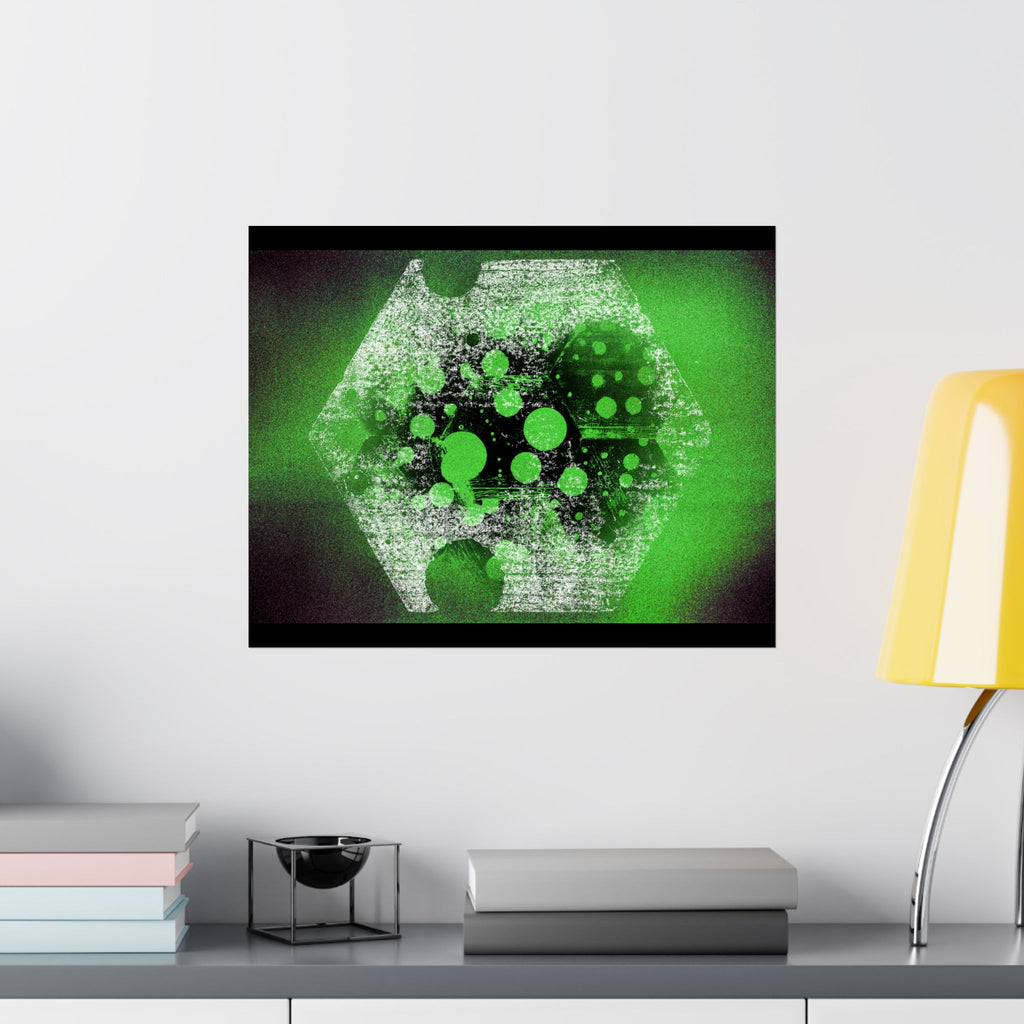 Abstract Neon Green Geometric Poster — Matte Horizontal Art Print