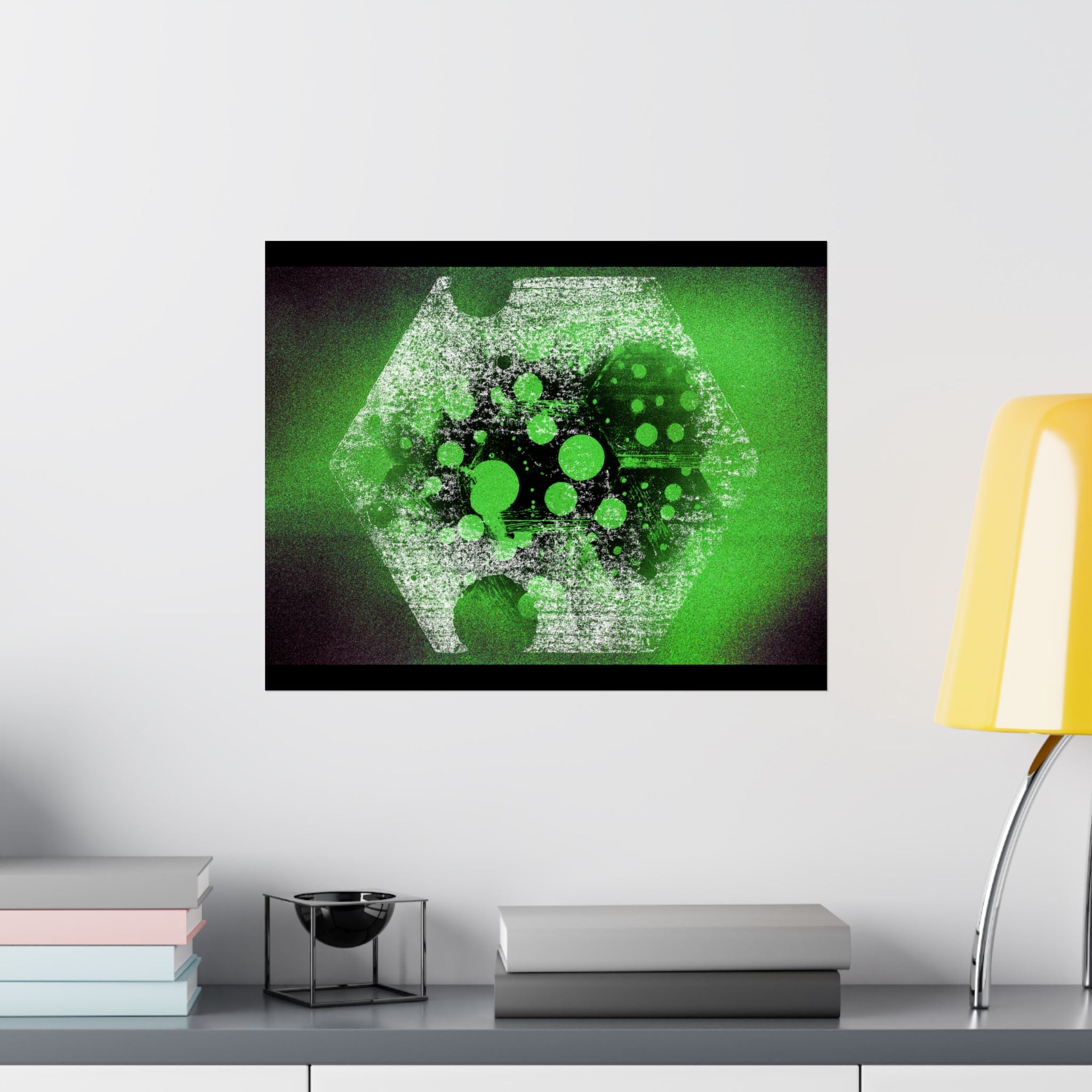 Abstract Neon Green Geometric Poster — Matte Horizontal Art Print