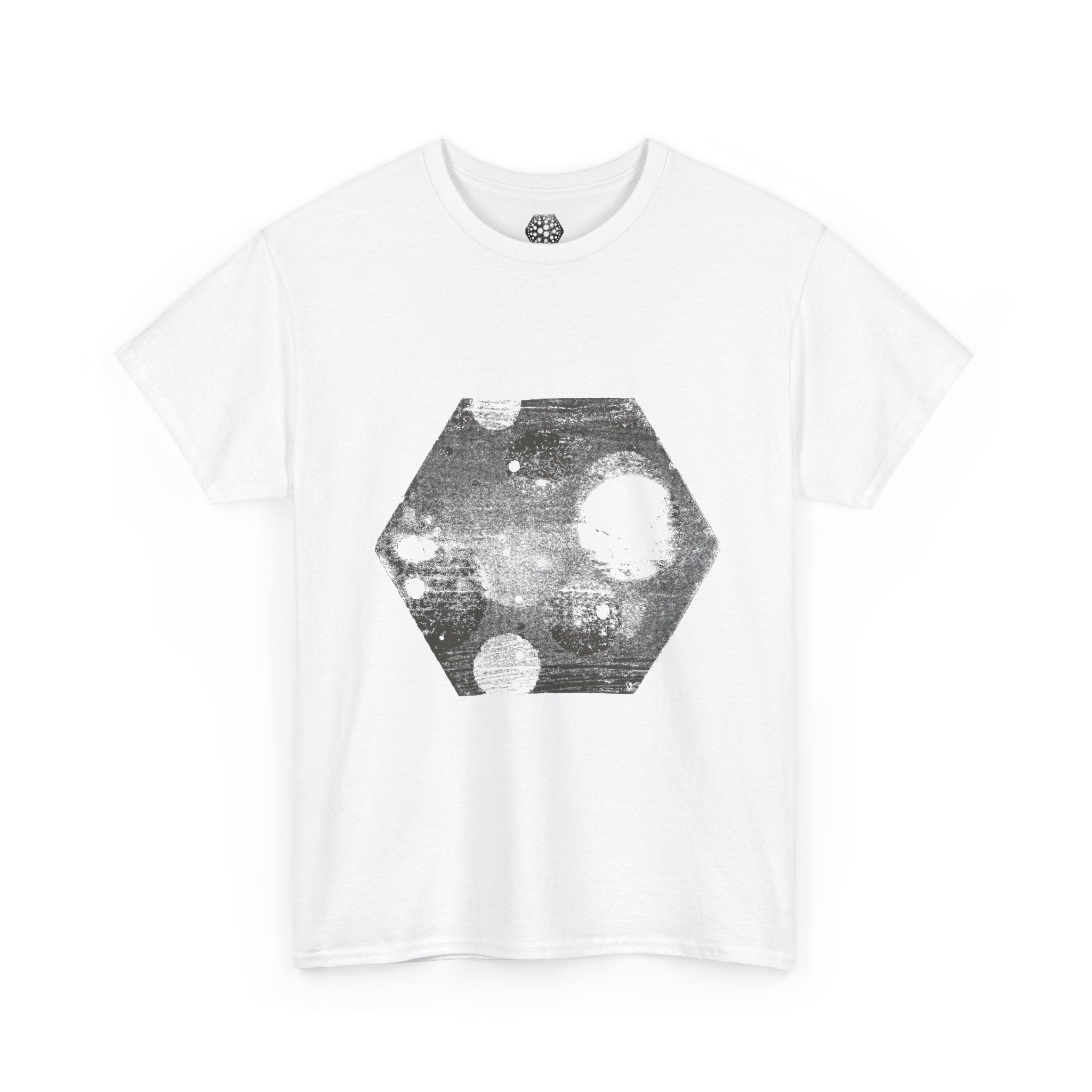 Hexagon Circles Graphic Tee — Digital Manual Print Art