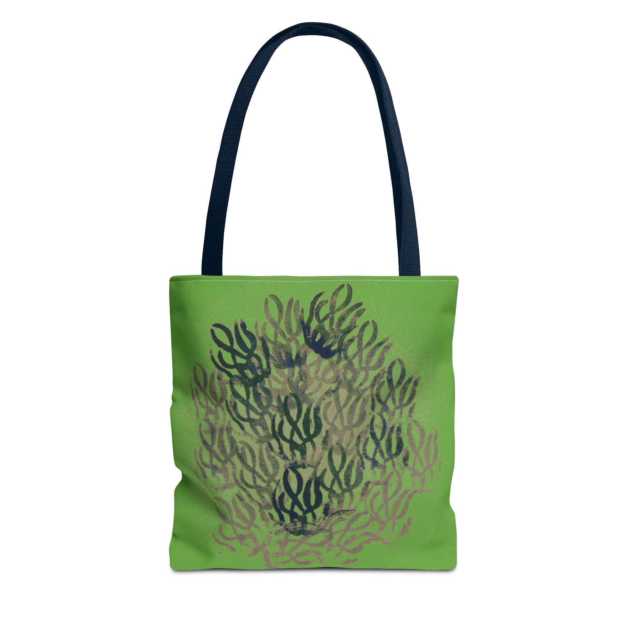 Green Abstract Coral Tote Bag – Ocean-Inspired All-Over Print Tote