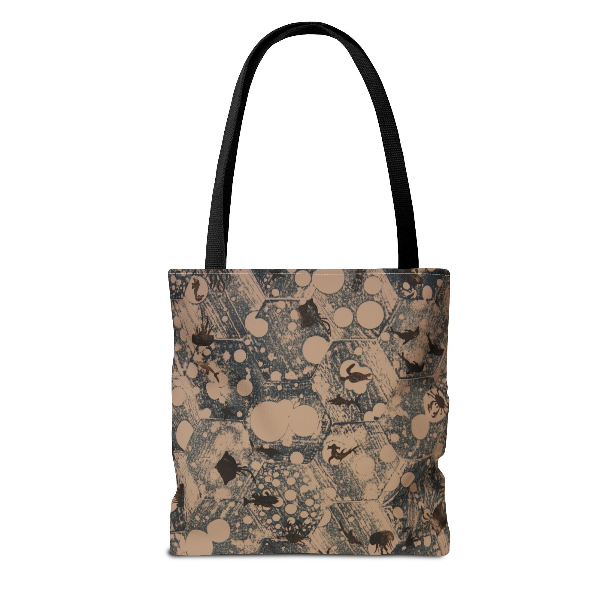 Abstract Marble Pattern Tote Bag — Neutral Honeycomb Bubble Design